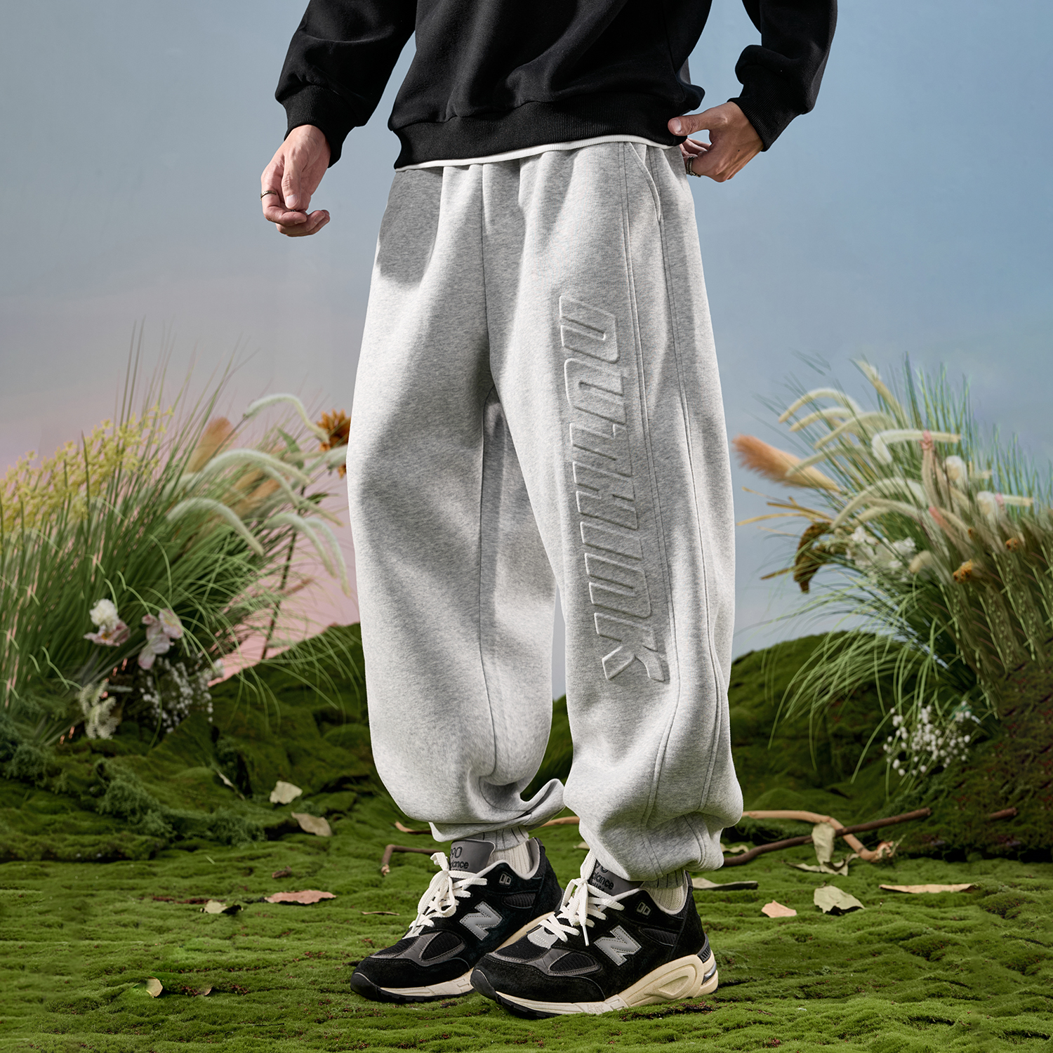 Nuthink美式潮牌字母束脚卫裤长裤运动休闲宽松男女2025秋冬新款