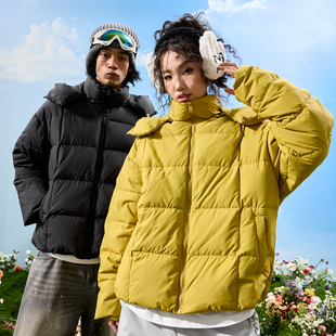 新款 男女2025冬季 复古羽绒服连帽可拆卸加厚外套男士 Nuthink美式