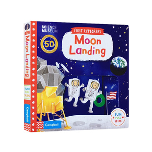 低幼启蒙 6岁 Moon 登月 儿童认知 机关书 小小探险家系列 Landing Explorers First 英文原版 科普读物