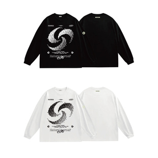 GAONCREW XNYC俱乐部 粒子风车logo印花305G重磅圆领长袖T恤 男女