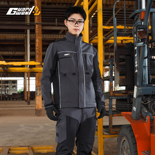 定制链接加绒加厚工装裤男秋冬新款多口袋松紧腰耐磨耐脏工作服