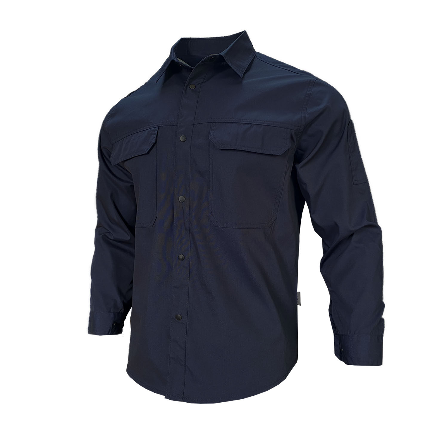 多口袋长袖工装衬衣翻领衬衫