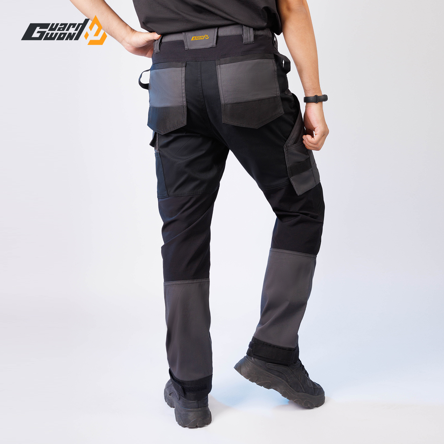 外贸加绒工装裤男松紧腰秋冬攀登者耐磨可拆卸挂袋工作裤机修汽修