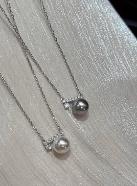 珍珠平衡木满钻项链小众轻奢气质