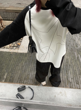 BELLEVUE 早春新款星星印花拼接短袖t恤女韩版设计感宽松上衣