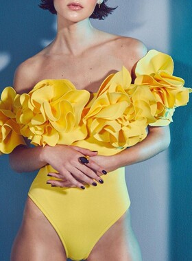 flower strapless one-piece swimsuit women's swimsuit bikini