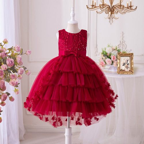 3-10year Kids Girls Christmas Princess Dress女童花童晚礼服裙