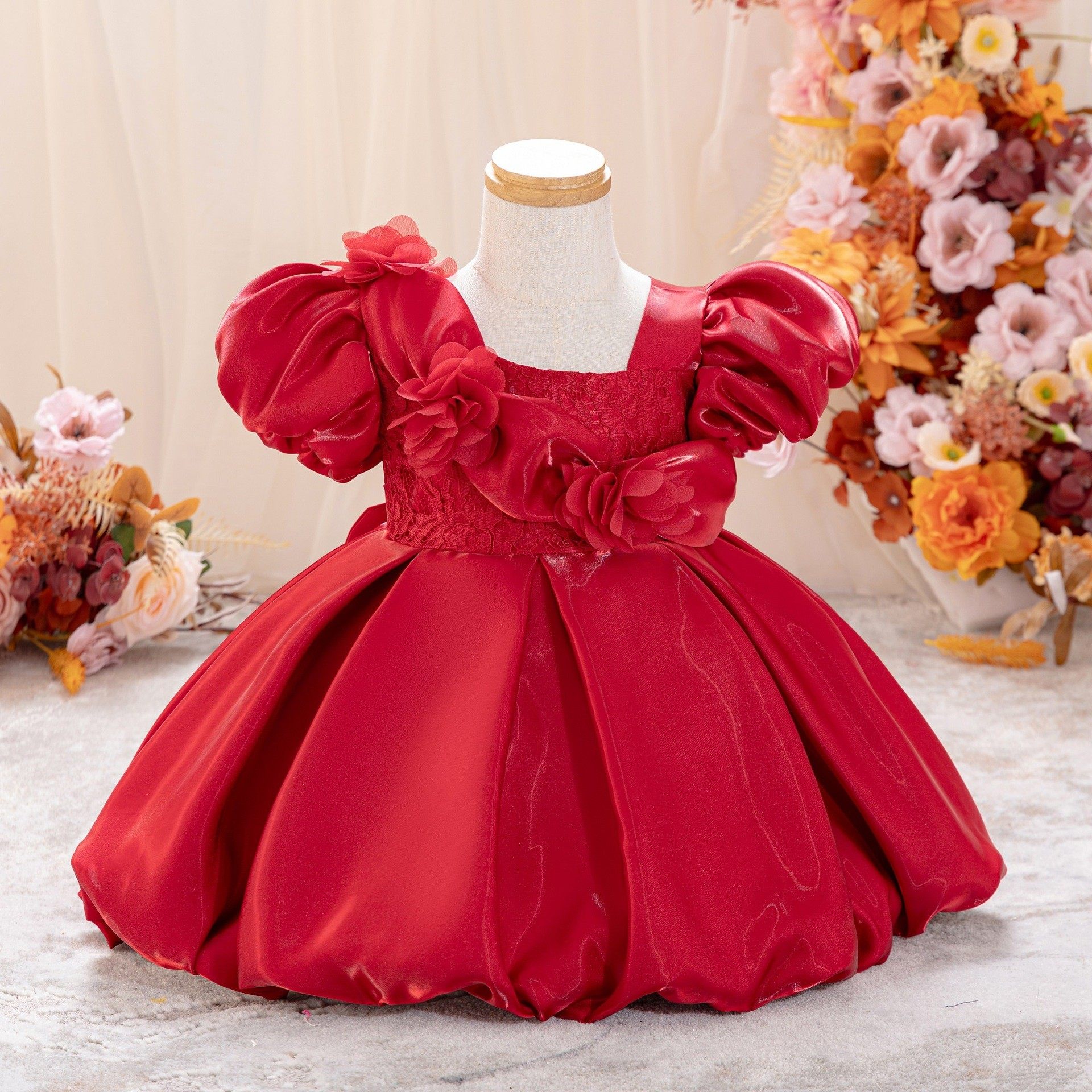 0-5year kids baby girl birthday princess dress婴儿周岁礼服裙