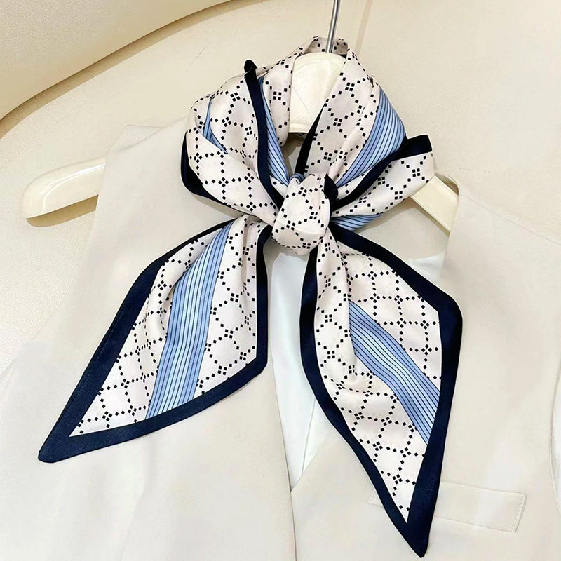 小韩国气质百搭丝巾女春秋夏季薄款细窄长条领巾飘带护颈职业装饰