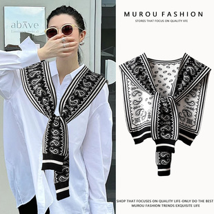 腰果花春秋空调房针织搭肩小披肩外搭网红衬衫夏打结配裙子围巾女