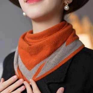 围巾双面双色保暖百搭针织护颈围脖女 加厚三角巾网红热卖 冬季 爆款