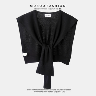 新款 裙子空调房护颈薄围巾 后开衩针织小披肩外搭肩坎肩女春秋夏季