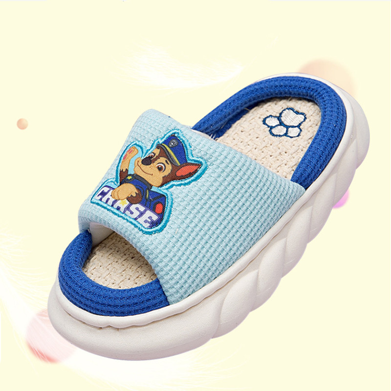 防滑宝宝春秋冬棉拖汪汪队儿童亚麻厚底拖鞋男童女童棉麻居家家用