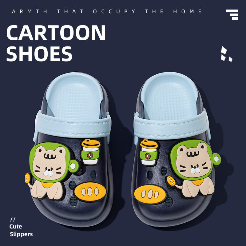 新款夏季儿童拖鞋防滑女童卡通可爱户外穿洞洞鞋沙滩宝宝凉拖男童