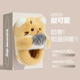 新款儿童棉拖鞋冬季卡通可爱女生毛绒立体百搭小童幼儿园包跟拖鞋