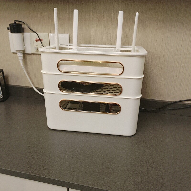 wifi路由器收纳盒子放置架电视机顶盒隐藏置物架宽带插座整理神器