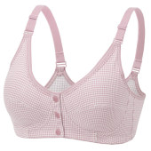 老人文胸中老年内衣女妈妈前扣薄胸罩夏天纯棉细肩50岁穿吊带乳罩