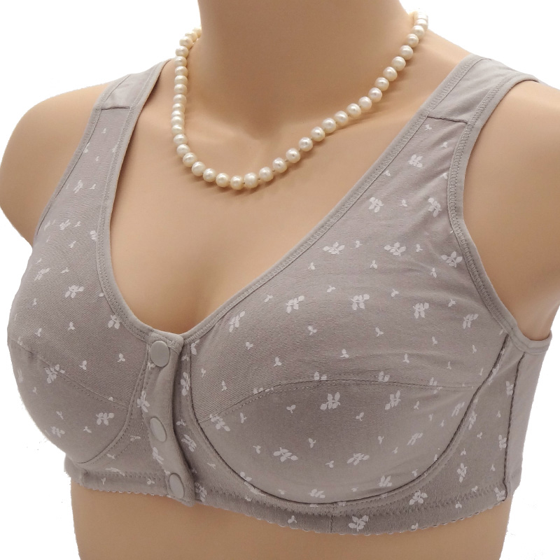 前扣文胸纯棉妈妈加大码老人内衣