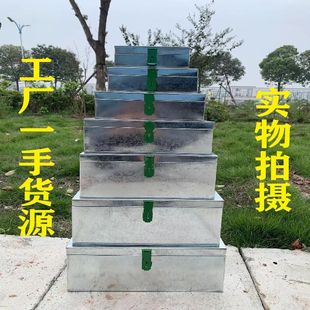 大号铁皮五金工具箱镀锌板外卖箱带锁储物盒收纳木工手提铁箱子