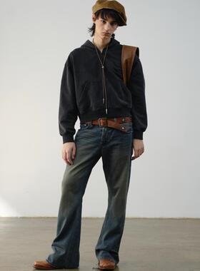 VLABMADE 锈渍泥染水洗做旧破坏刀割1992M微喇靴型牛仔裤bootcut