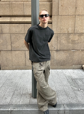 VLABMADE 水洗黑反缝线复古做旧基础宽松T恤 Inside Out T-Shirt