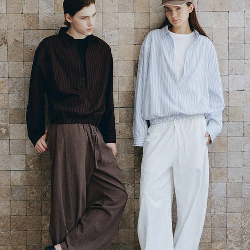 VLABMADE慵懒松弛亚麻弧形弯刀裤