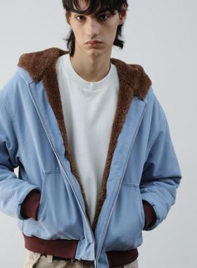 VLABMADE boxy廓形重水洗帆布J130连帽卫衣夹克毛绒座山雕厚棉服