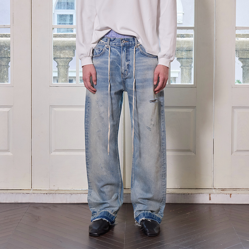 VLABMADE拆裤脚毛须牛仔裤Wesley