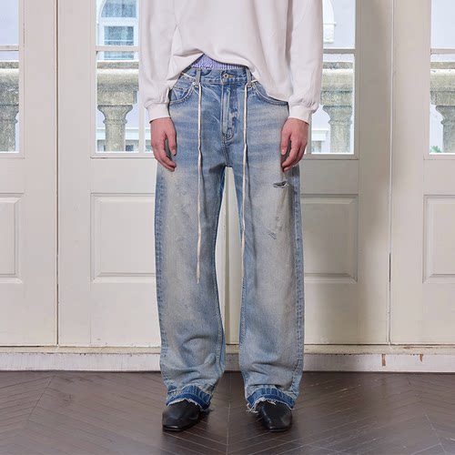 VLABMADE拆裤脚毛须牛仔裤Wesley