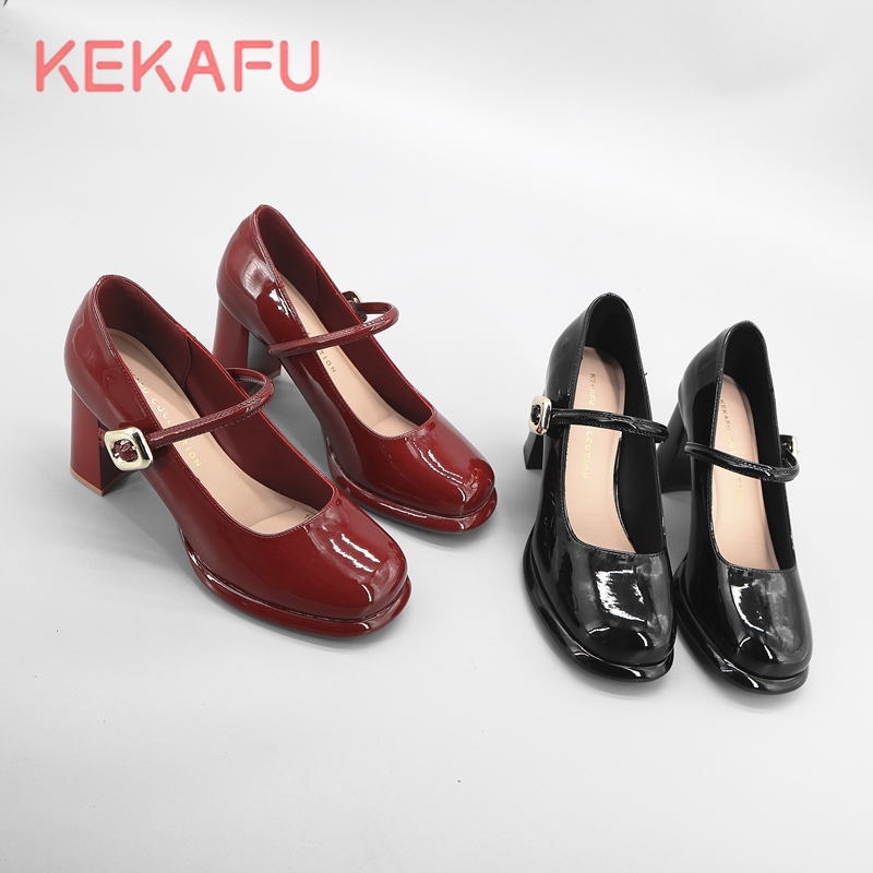 珂卡芙一字式扣带法式玛丽珍鞋