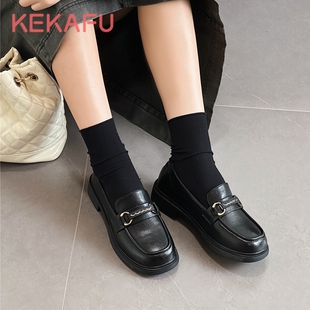 珂卡芙复古小皮鞋女2025春季新款平底洋气仙女百搭单鞋英伦乐福鞋