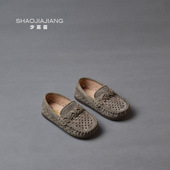 真皮男童女童中小童镂空透气软底套脚凉鞋 新款 2025夏季 儿童豆豆鞋