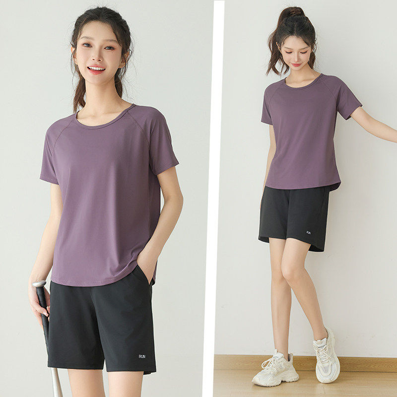 马孔多官方宽松运动跑步套装女夏五分短裤高腰健身服户外晨跑速干