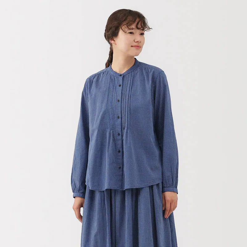 正品代买MUJI无印良品女式棉纱长袖衬衫罩衫2025秋84989636