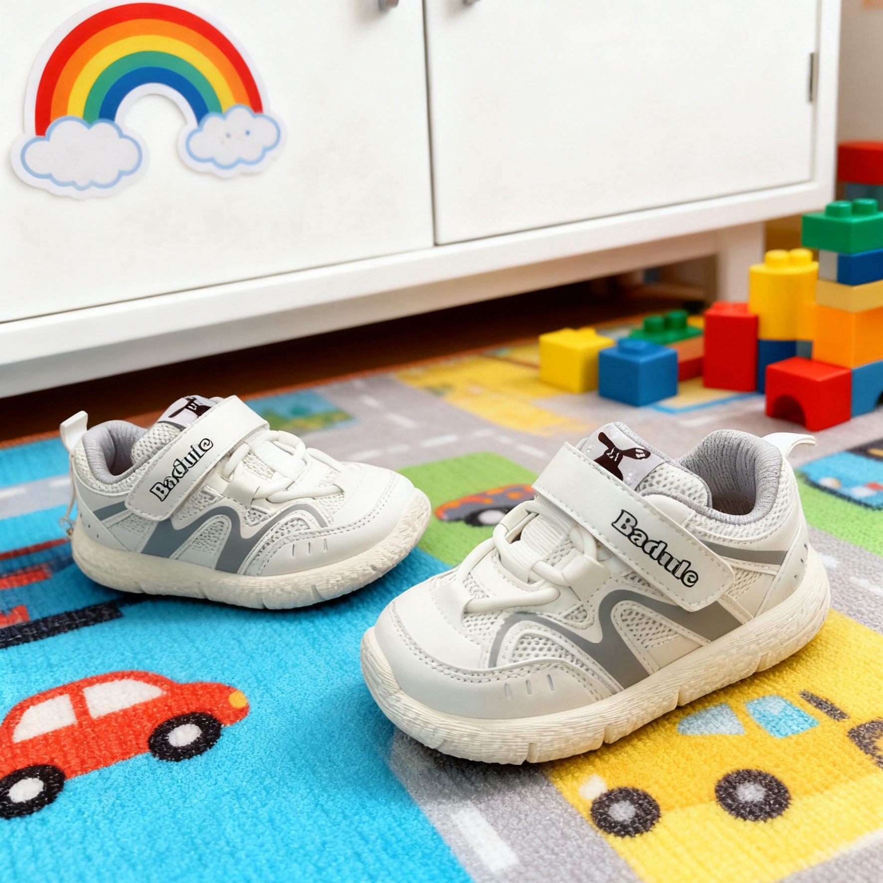 芭杜乐BADULE网面小白鞋透气轻便魔术贴韩版百搭休闲鞋春秋童鞋