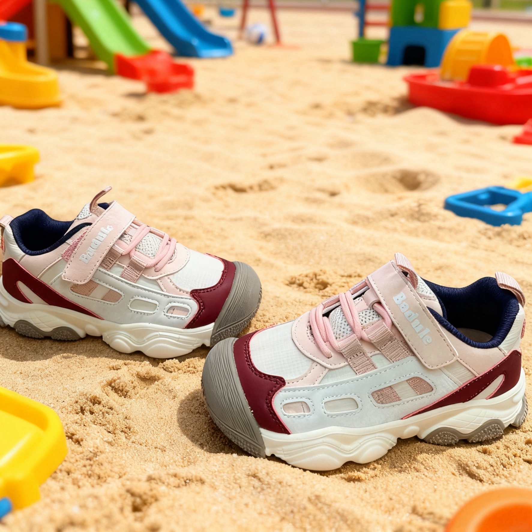 芭杜乐BADULE酒红粉色女童运动鞋魔术贴轻盈舒适休闲鞋春秋季童鞋