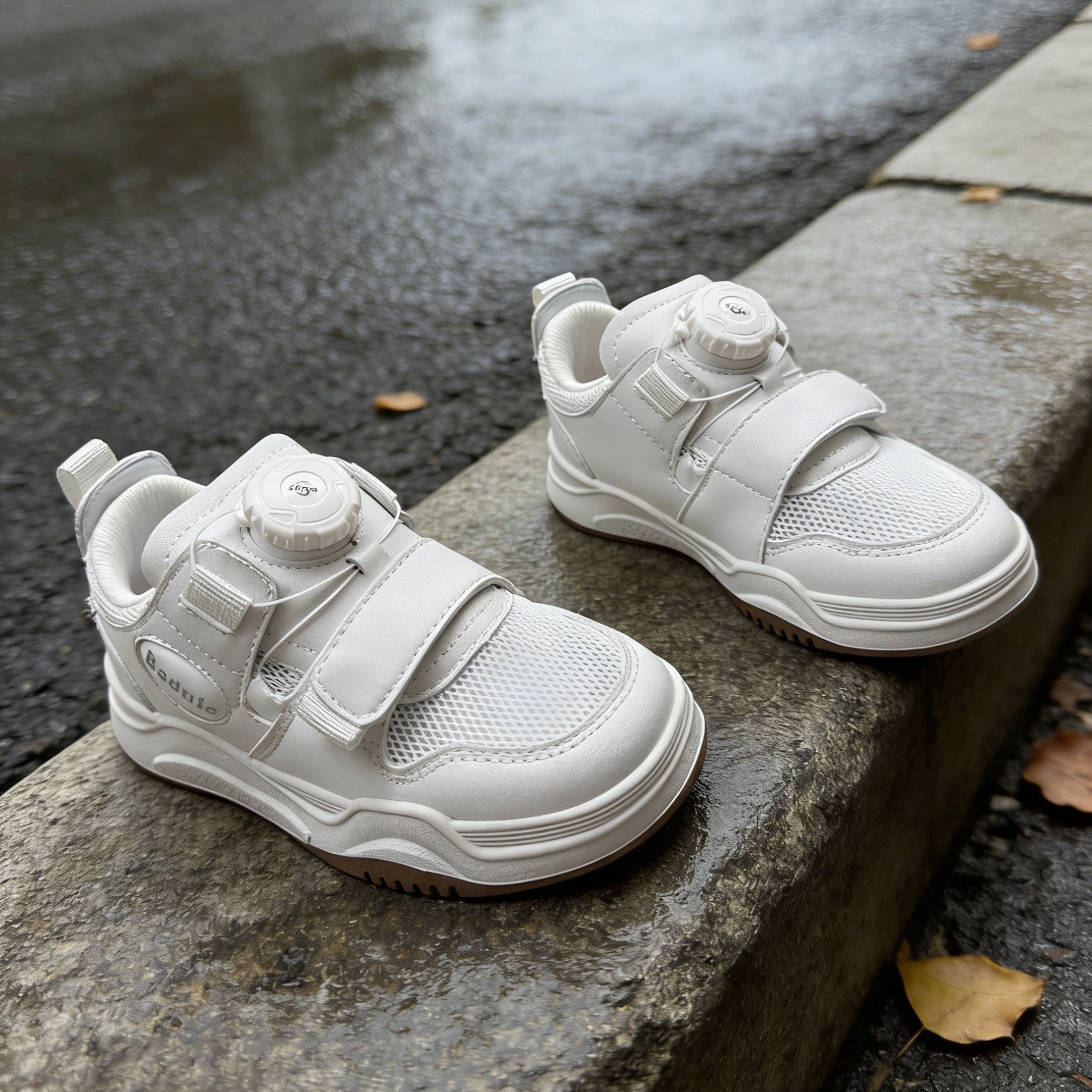 芭杜乐BADULE小白鞋旋转扣休闲百搭潮酷网面透气经典板鞋春秋童鞋