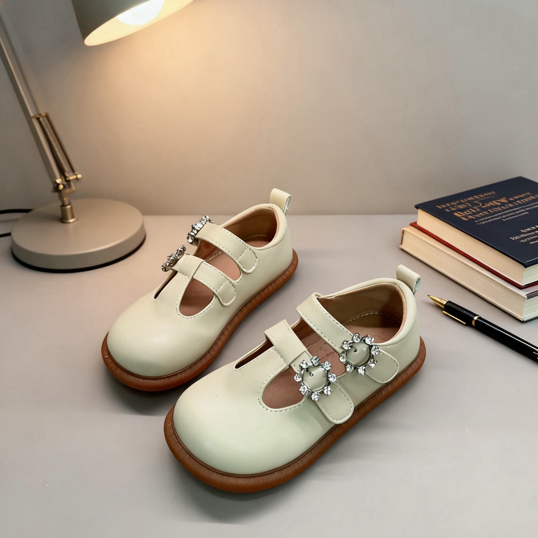 芭杜乐BADULE公主鞋儿童时尚女童气质小皮鞋魔术贴单鞋春秋童鞋