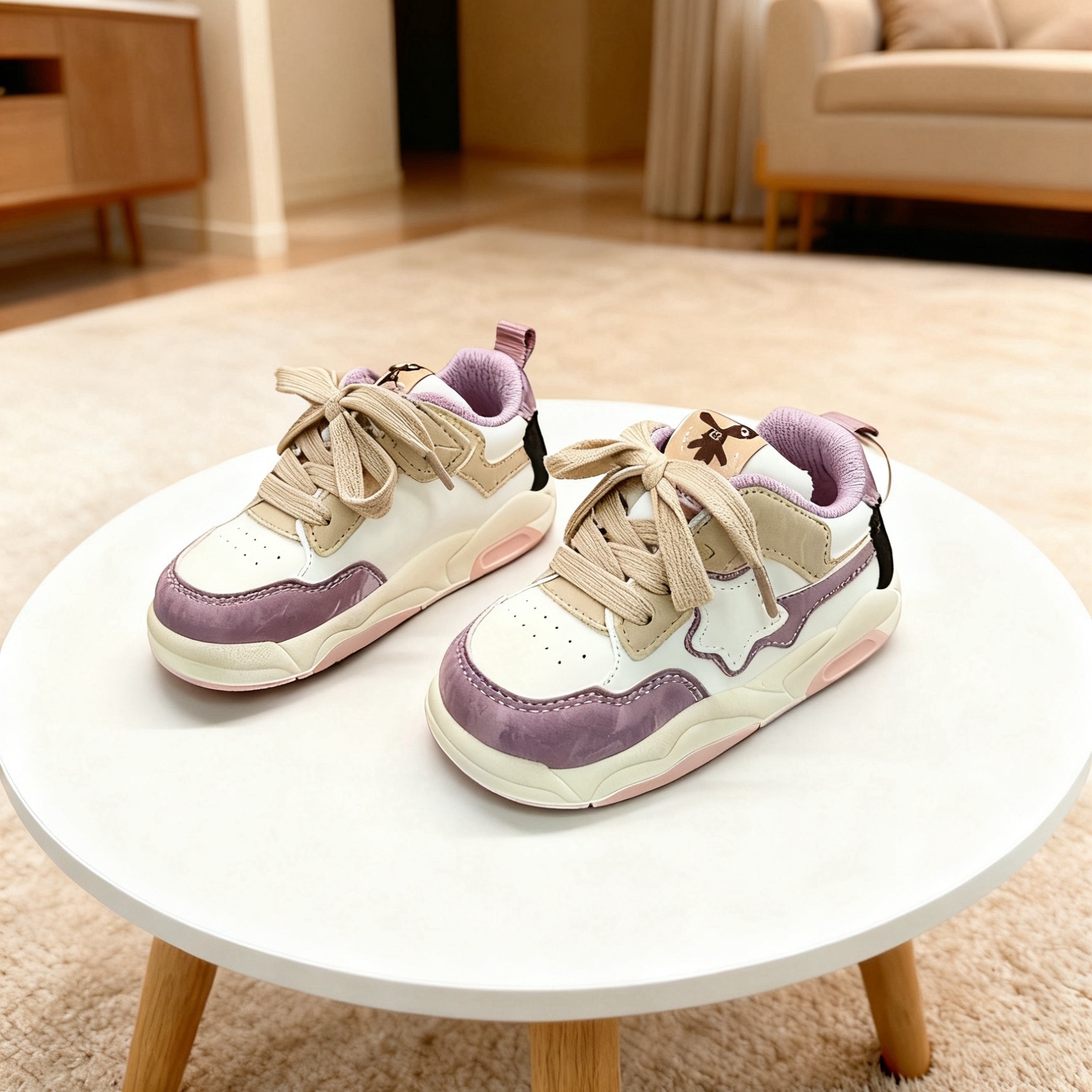 芭杜乐BADULE撞色板鞋魔术贴经典五角星休闲百搭时尚女童春秋童鞋