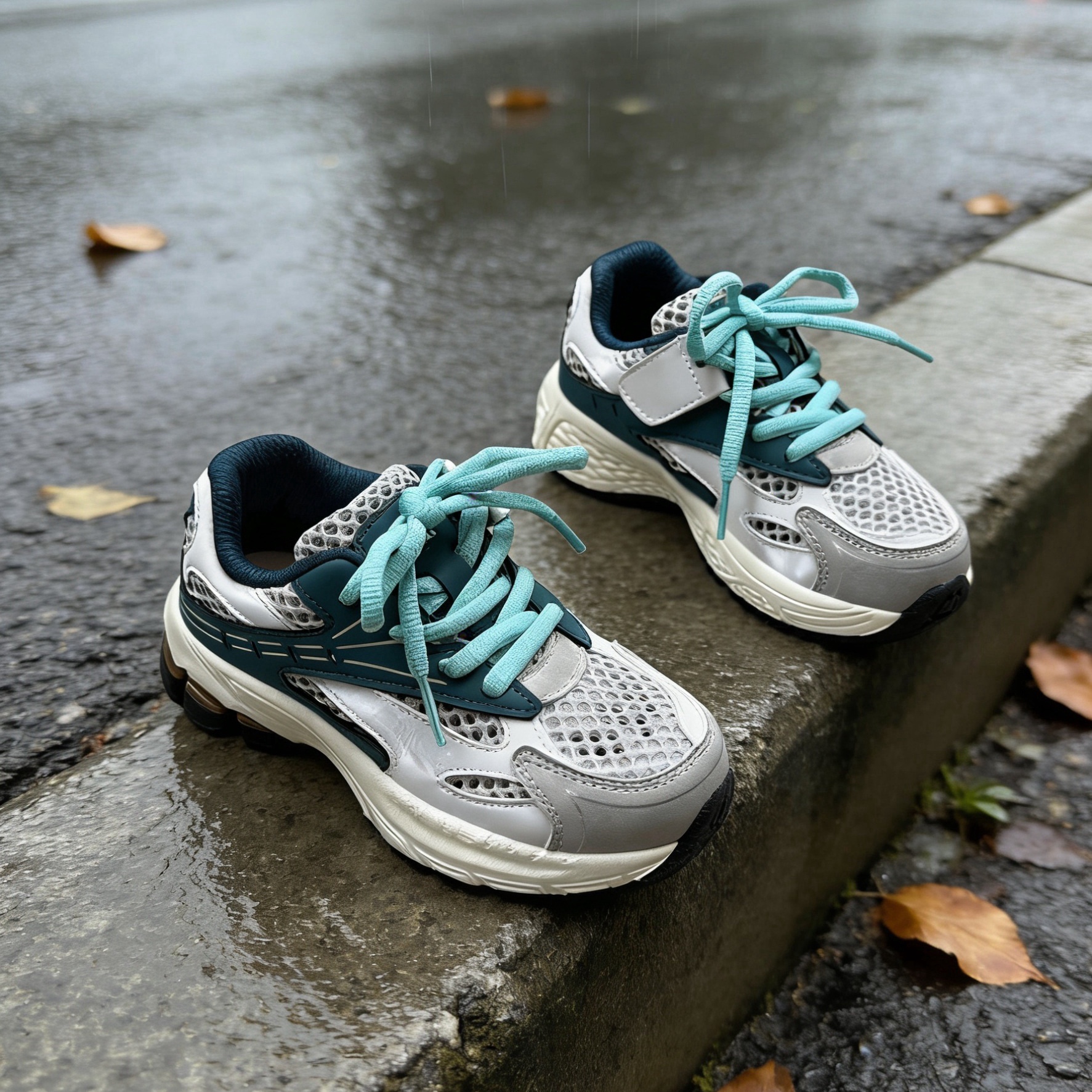 芭杜乐撞色透气网孔男女童运动鞋