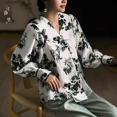 江南范新式改良v领汉服上装2025年早春国风中式小衫上衣日常年轻