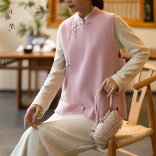 江南范新中式国风改良唐装上衣复古年轻款教师学生书卷气羊绒马甲