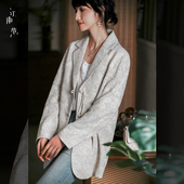 江南范新式 中国风翻领西装 对襟上衣外套日常通勤上班可穿中式 女装