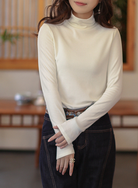 江南范新中式改良唐装上衣百搭内搭打底衫德绒保暖显瘦小衫半高领