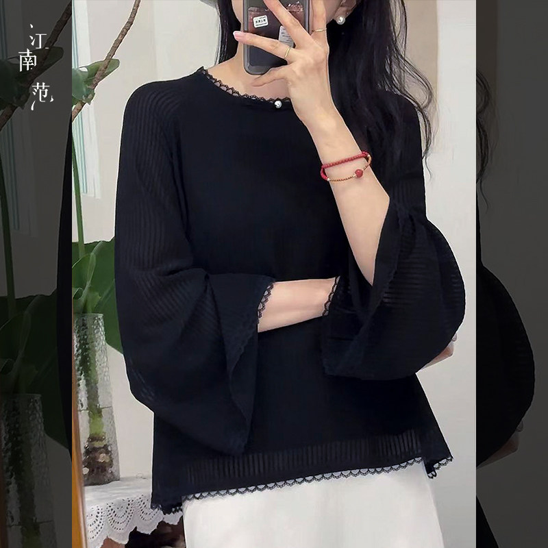 竖条纹中式圆领年轻款唐装江南范