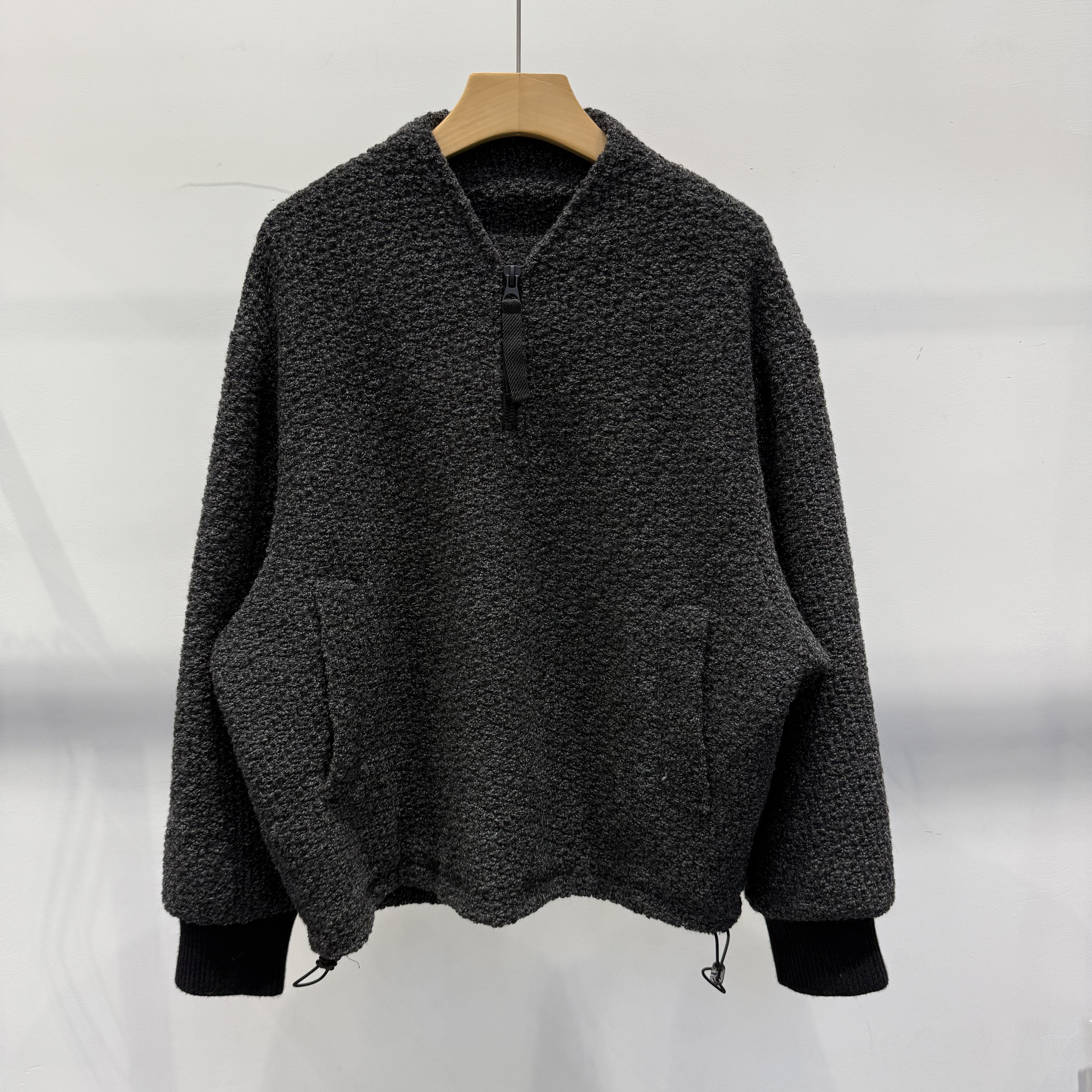 2025冬季新男圆领无领V领立体肌理长袖针织套头毛衣宽松休闲外套