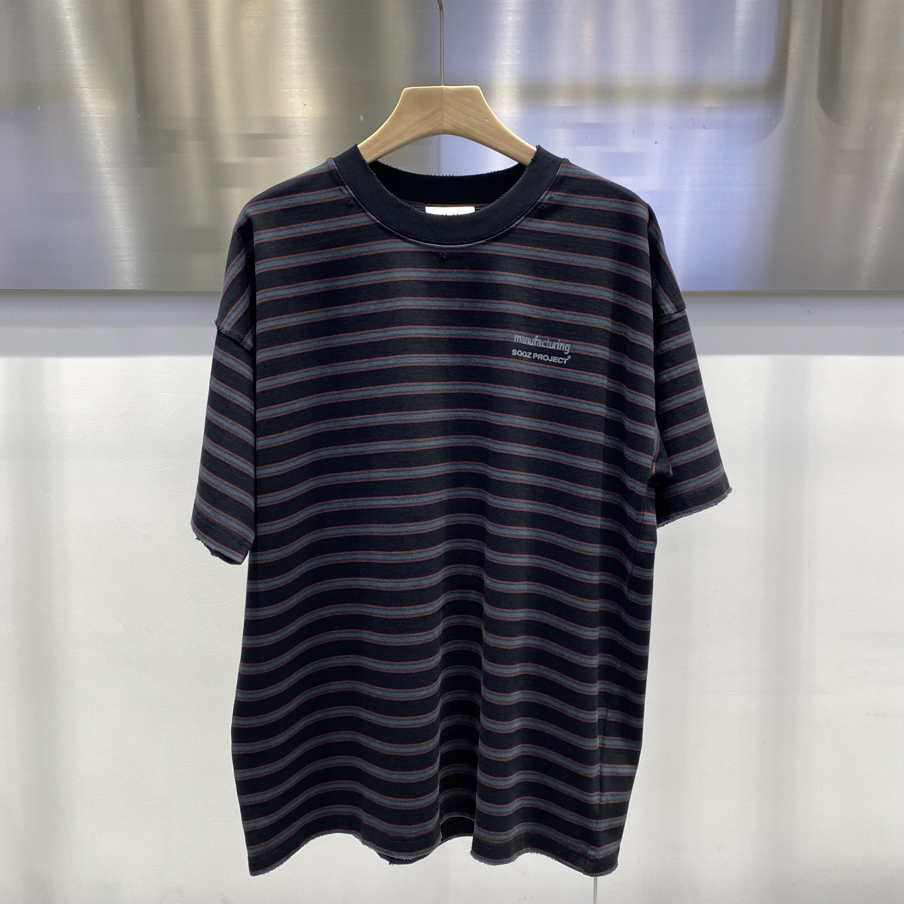 2026新款春装350克重条纹短袖T恤男时尚百搭上衣