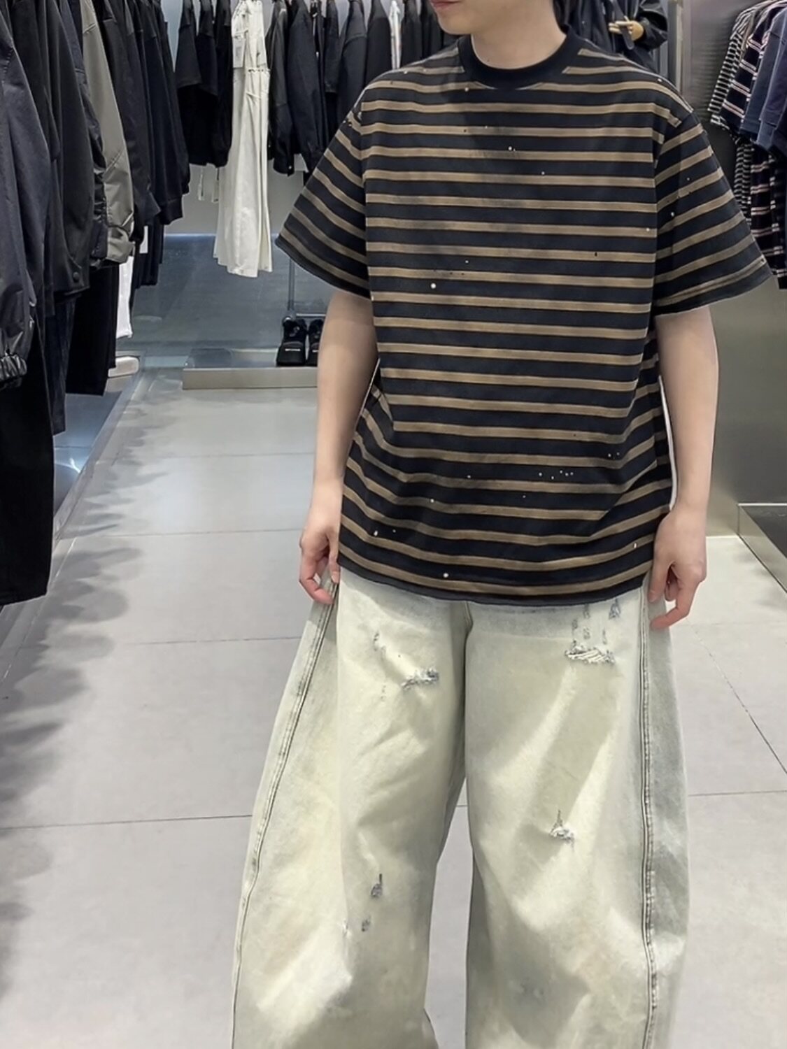 2026新款春装条纹圆领短袖T恤男半袖上衣时尚百搭休闲宽松短袖