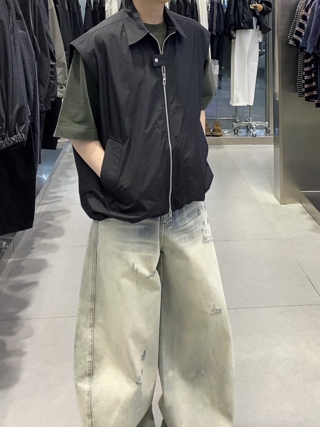 2026新款春装翻领拉链马甲男无袖外套休闲短款宽松外穿背心马夹