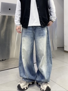 2026新款春装牛仔裤男款美式vibe高街风宽松直筒裤潮牌痞帅长裤